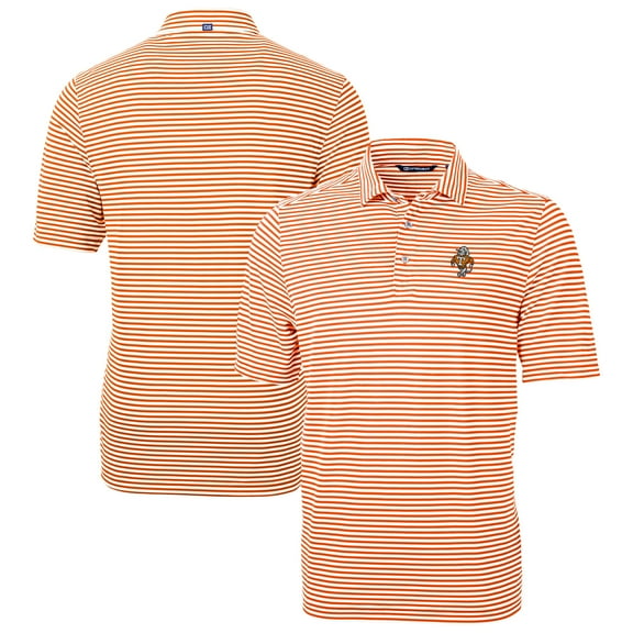 Men's Cutter & Buck Orange Tennessee Volunteers Vault DryTec Virtue Eco Pique Stripe Recycled Polo