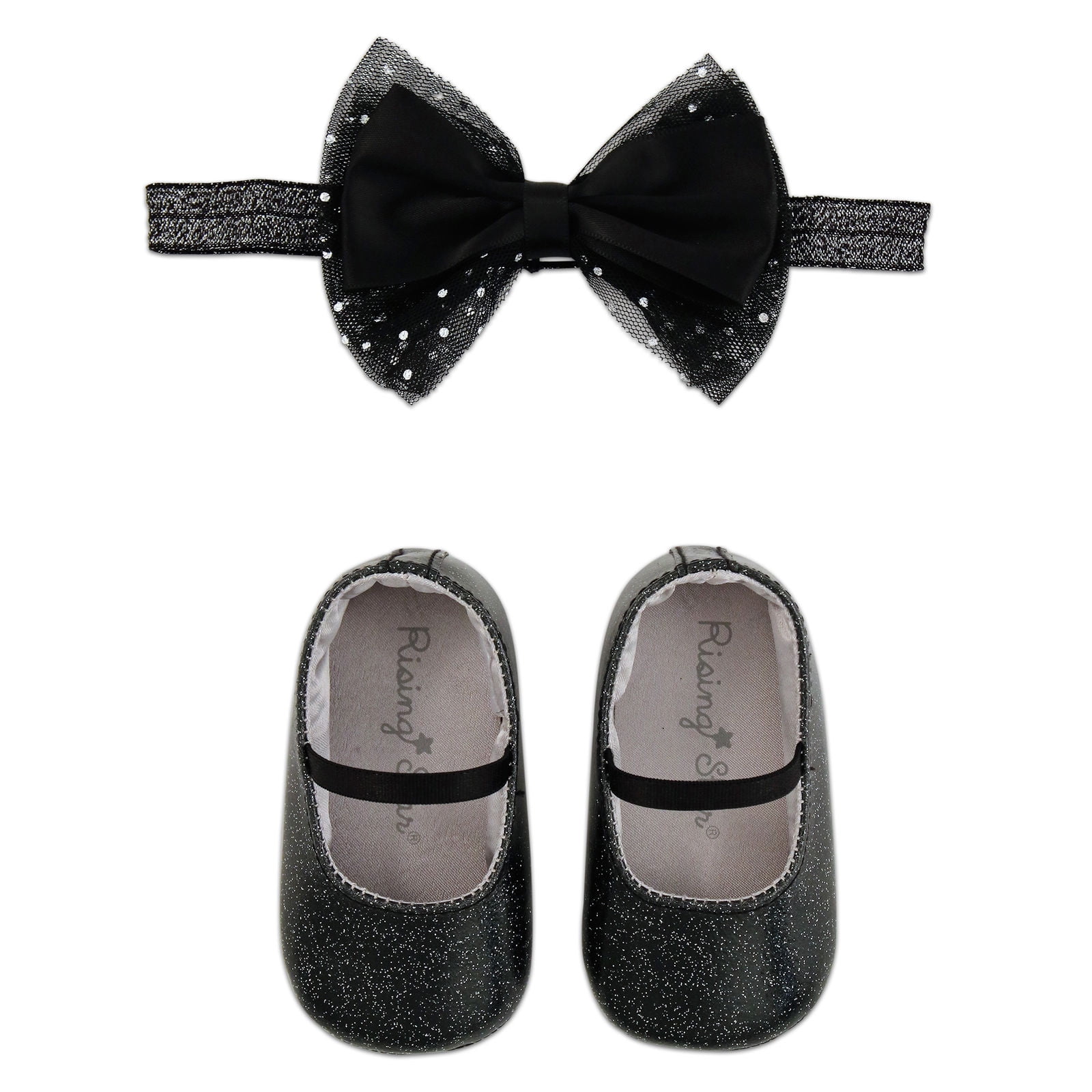 Rising Star Baby Girls Glitter Shoe and Headband Set,Assorted Colors