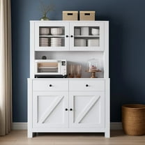 Towallmark 63 Inch Kitchen Pantry Cabinet with Drawers, Hutch Cabinet with Storage Microwave Stand, Freestanding Tall Pantry with Adjustable Shelves, for Dining Living Room, White