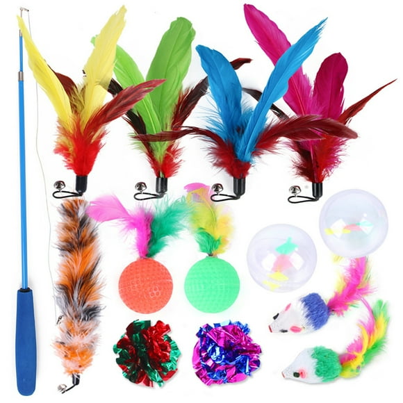 14PCS Cat Interactive Toy Set Assorted Type Cat Chew Toy Cat Teaser Toy