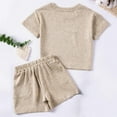 thumbnail image 4 of Kovlvoll Newborn Boy Clothes Summer Sets Short Sleeve Tops Drawstring Elastic Waist Shorts with Pockets Baby Casual Set, 4 of 7