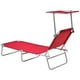 Gymax Chaise Longue Pliante Chaise de Plage Fauteuil Inclinable Dossier Rouge – image 5 sur 10