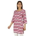 thumbnail image 3 of Moomaya Womens Tops Rayon Block Print Tunic 3/4th Sleeve Tunic Summer Blouse, 3 of 8