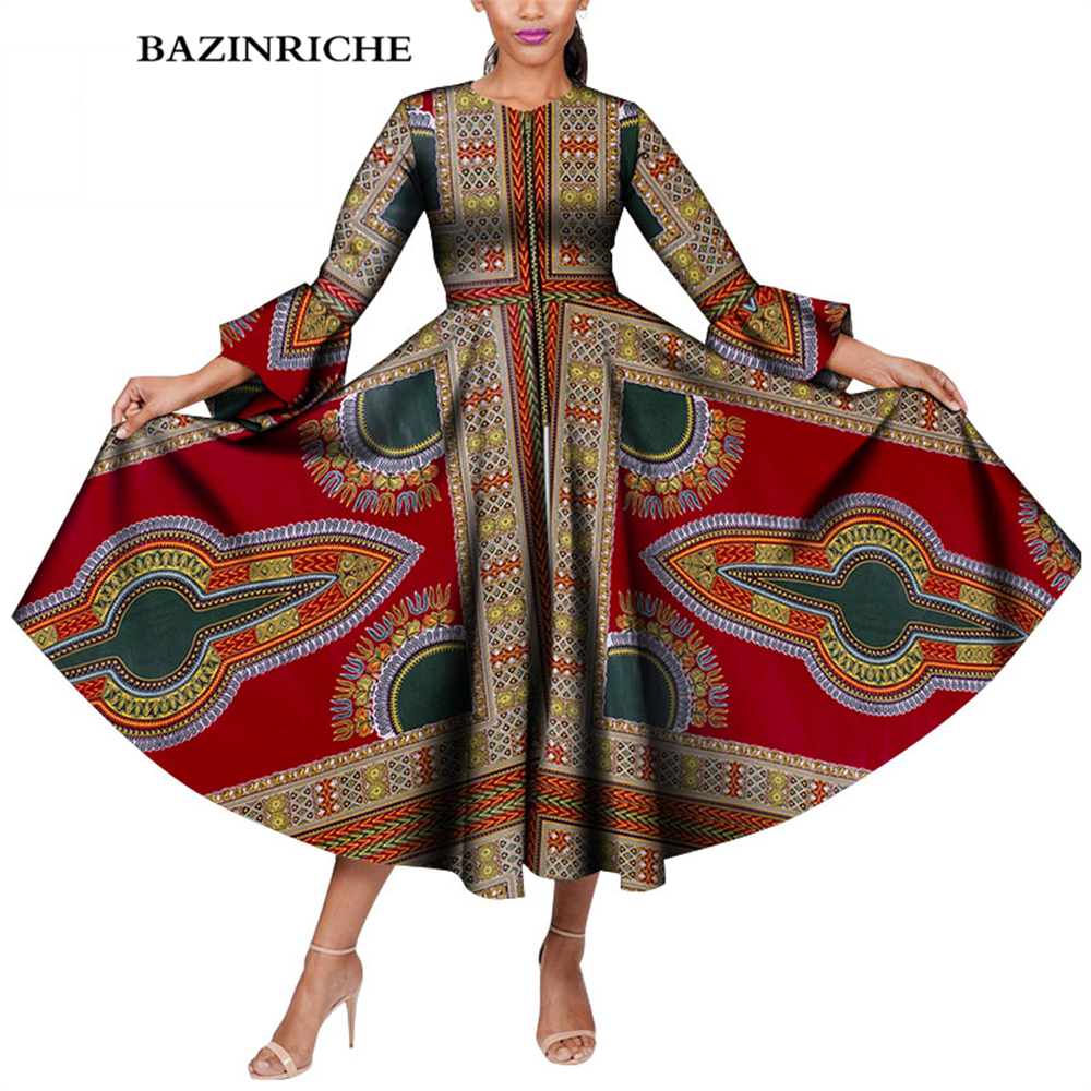 African Clothes for Women Wax Print Ankara Long Sleeve Bazin Women