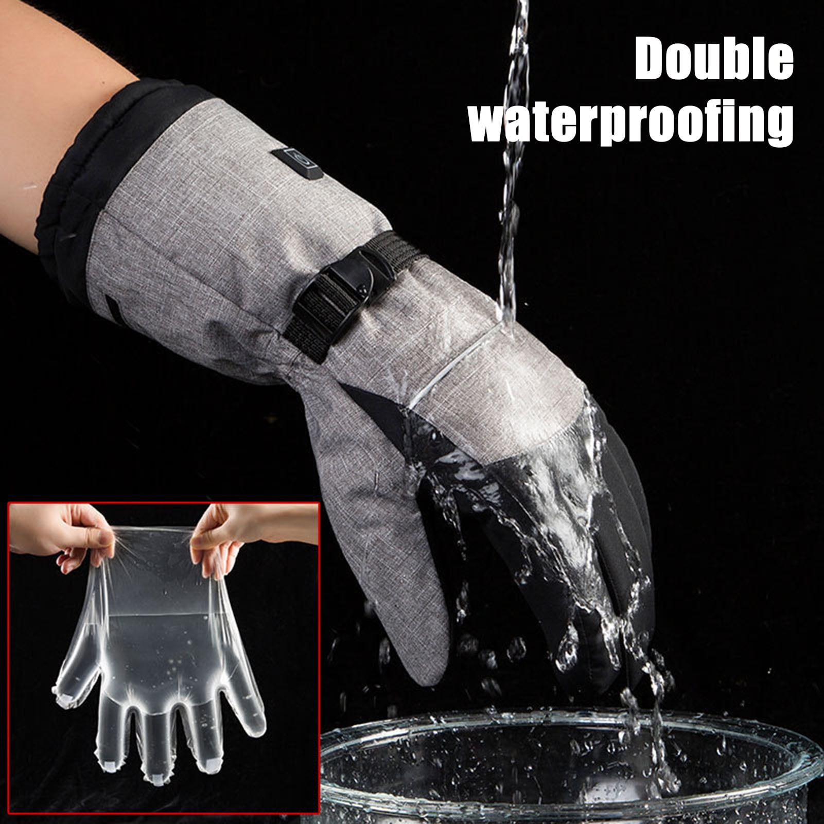 Electric Heated Gloves Battery Operated Winter Ski Gloves Waterproof Touchscreen Warming Gloves for Outdoor Motorcycle Hiking