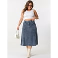 thumbnail image 3 of DARING DIVA Women's Plus Denim Skirts with Pockets A-Line Midi Jean Skirt 1X Grey Blue, 3 of 6