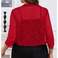 thumbnail image 7 of UDAUDU Women's Sheer Mesh Crop Tops Shrug 3/4 Sleeve Going Out Lightweight 2026 Spring Summer Cardigan Jacket Red XL, 7 of 7