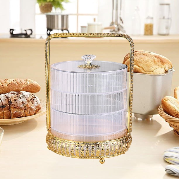Soporte de postre con tapa de cúpula Soporte de exhibición Bandeja de servir Soporte de cupcakes con asa para restaurantes Panaderías Fiestas Pies Blanco 4 Capas BLESIY Puesto de pasteles