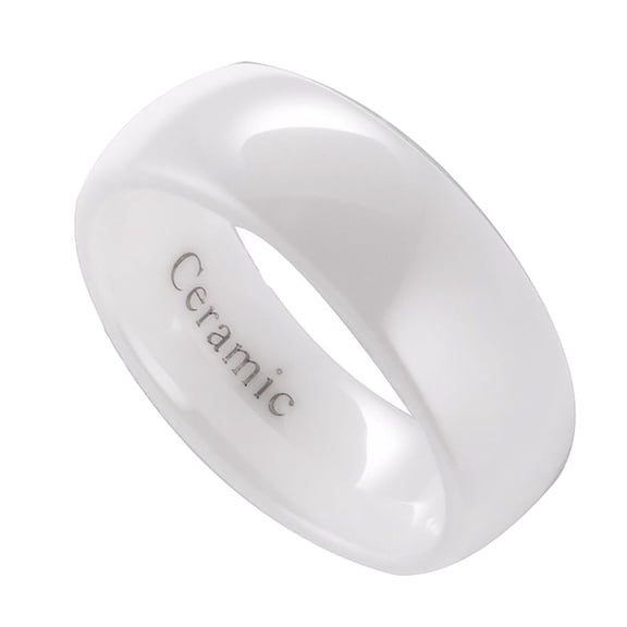Metals Jewelry 8mm White Ceramic Wedding Ring Classic High Polished Ring Size 7.5
