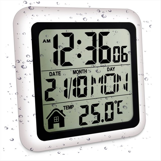 Reloj de Pared Grande para Baño, Resistente Al Agua, para Encimera de Baño, Medidor de Humedad y Temperatura A Prueba de Humedad, Reloj con Ventosa