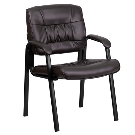 UPC: 0847254022446 | Flash Furniture Haeger Brown LeatherSoft Executive Side Reception Chair with Black Metal Frame