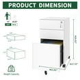 thumbnail image 5 of White 3-Drawer Lockable Mobile File Cabinet - All-Steel, Fully Assembled with Anti-Tip Design (110lbs/Drawer), 5 of 18
