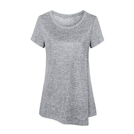 

asdoklhq Pregnant Clothes Clearances Maternity O-Neck Solid Short Sleeve Breast-Feeding Pregnant Woman Nursing Blouse