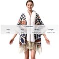 thumbnail image 2 of Poncho Shawl Wrap Winter Faux Fur Cape Cloak Coat with Faux Fur Trim Cardigan Women Casual Batwing Cape Tassel Shawl Winter Warm Shawl, 2 of 4