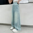 thumbnail image 5 of RUTAYY Toddler Kids Girls Jeans Distressed Elastic Waist Baggy Denim Wide Leg Trousers Stylish Pants, 5 of 9