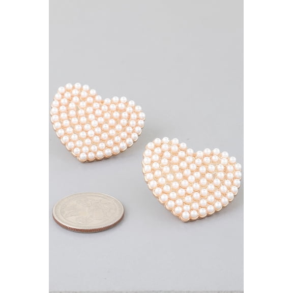 Pearled Heart Stud Earrings
