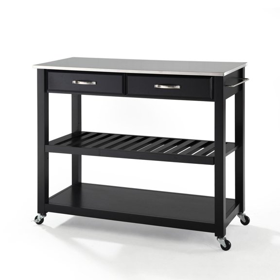 Crosley Furniture Stainless Steel Top Kitchen Prep Cart Black/Stainless Steel