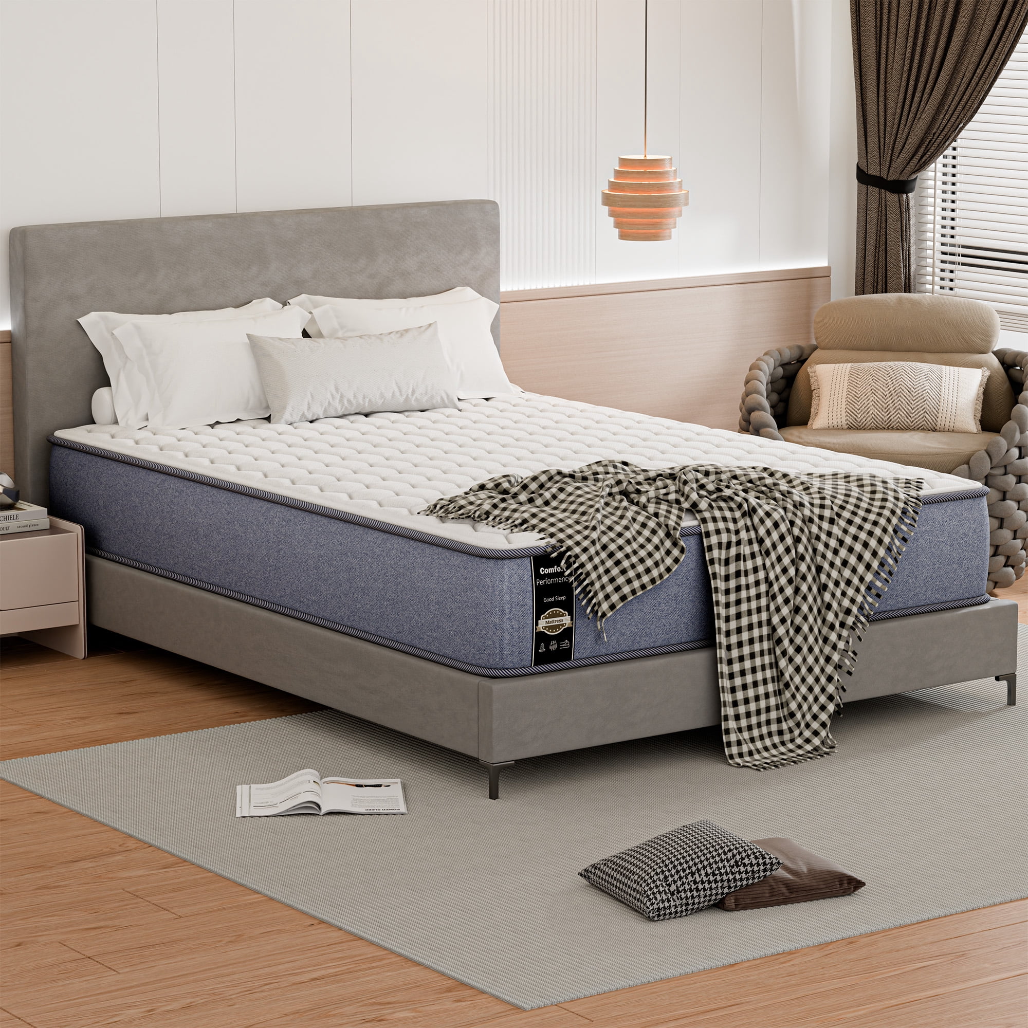 Continental Sleep, 7-Inch Medium Firm High Density Foam Mattress, Comfortable Mattress for Cooler Sleep, Supportive & Pressure Relief, King, White