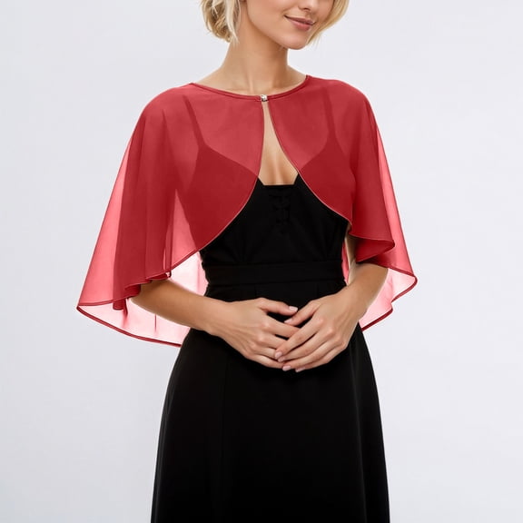 Elegant Long Layer Bridal Chiffon Wrap Scarf Shawl Cover Up For Evening Party Formal Events And SunRedOne Size
