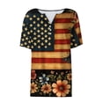 thumbnail image 4 of Fewfanhot Summer Tops for Women Summer Tops Short Sleeve Henley Shirts Dressy Casual V Neck Independence Day Shirt, 4 of 9