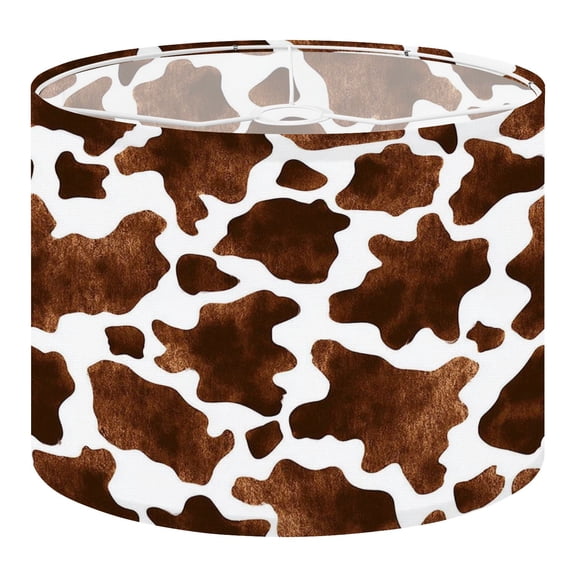 Linen Drum Lampshades Brown White Cow Print Abstract Design 13"x13"x10" Light Shade for Table Lamps Floor Lamp Shades Lampshade Replacement Assembly Required