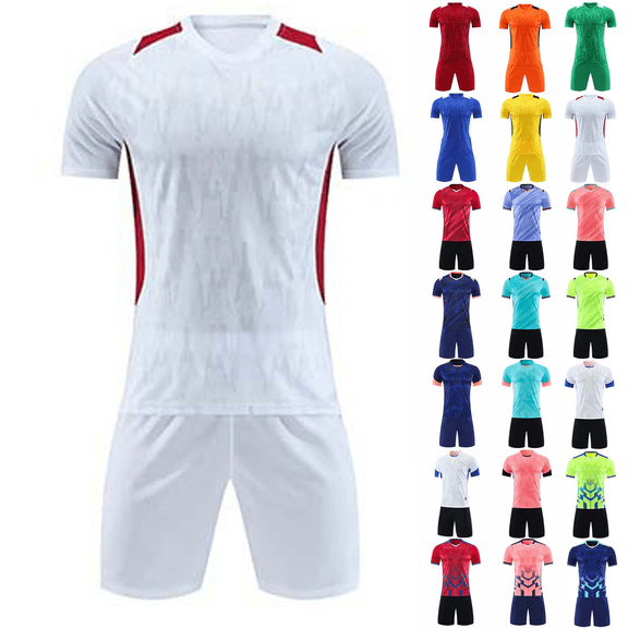 Kids Soccer Uniforms Mesh Breathable Quick Dry T Shirts and Shorts for Boys Girls Team Gym Game Soccer Jersey 2 Piece Sets 3-15 Years