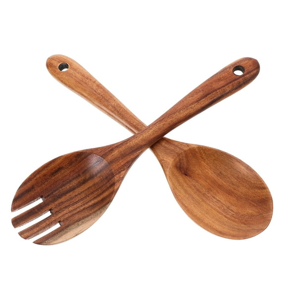 HONITANO 1 Set Salad Utensils Fork And Spoon Set Acacia Wood Ideal For Tossing Serving Salad