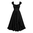 thumbnail image 4 of Huowey Dresses Womens Halloween Fancy Cosplay Party Gown Irregular Ruffles Square Neck Short Sleeve Flowy Eye-Catching Halloween Dress,Black,XL, 4 of 4