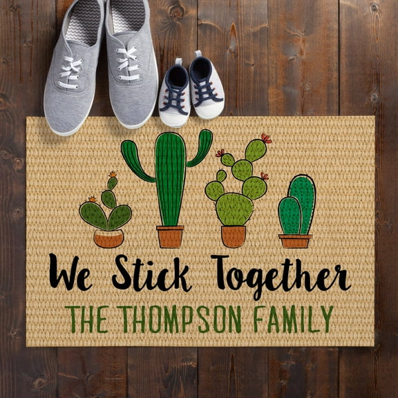 Personalized Doormat - Cactus Family of Two - Six