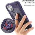 thumbnail image 3 of KOMI Compatible with iPhone 14 Pro Max Case 6.7 Inch with Built-in 360°Rotating Ring Stand, Military Grade Drop Protection Full Body Rugged Heavy Duty Protective Cover Deep Purple, 3 of 5