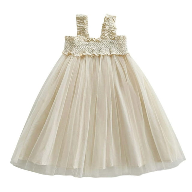 Robe Petite Fille Volantée Robe Bébé Fille Tulle Robe Printemps Filles Robe d'Anniversaire Vêtements Fille 4-5 Ans