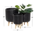 thumbnail image 3 of CosmoLiving by Cosmopolitan 18", 16", 14"H Indoor Outdoor Black Magnesium Oxide Planter with Wood Legs (3 Count), 3 of 9