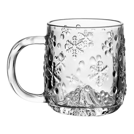 

11oz Coffee Mugs Kitchen Heat Resistant Gift Snowflake Decorative Glass Cup with
