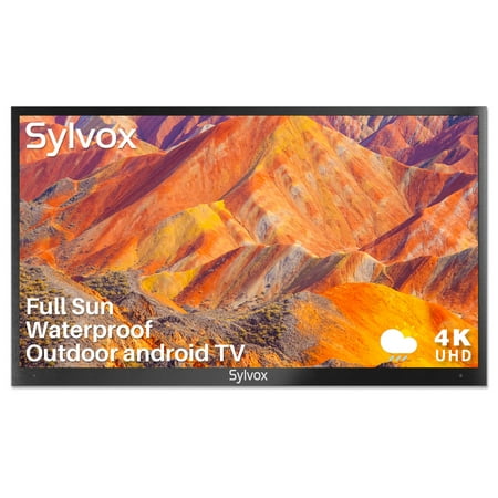 Sylvox 55 inch Full Sun Outdoor TV Android Smart Outdoor TV 2000 Nits 4K UHD IP55 Weatherproof Outdoor TV with Voice Control & Chromecast (Pool Pro Series)