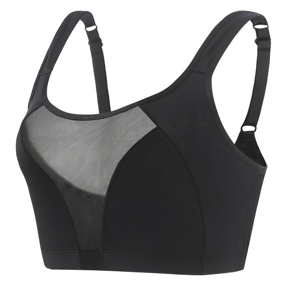 Lovskoo Women's Sports Bra High Impact Large Bust Full Coverage Workout Bras Adjustable Wirefree NO Padded Bra 2XL Black