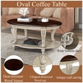thumbnail image 4 of Royard Oaktree 3-piece Vintage Living Room Table Set, Oval Coffee Table & Two Round End Tables, 4 of 7