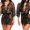 Black, variant on Women Lace Night Dress Sleepwear Bandage Deep V G-String Sheer Sleep Dress