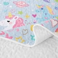 thumbnail image 5 of meiyoeat Cute Unicorn E Initial Twin Quilt Set for Boys Girls, Cartoon Monogram Twin Coverlet Set, Blue Multicolor, 2 Pieces, 5 of 7