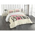 thumbnail image 3 of Ambesonne Rock Music Quilted Bedspread Set 3 Pcs, Retro Slogan Grunge, Queen Size, Charcoal Grey Beige Pink, 3 of 5