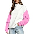 thumbnail image 2 of VBVC Women's Half Zip Color Block Sweatshirt, Ladies' Oversized Drop Shoulder Pullover , Long Sleeve Casual Mock Neck Top For Women, Pink , S-2XL, 2 of 5
