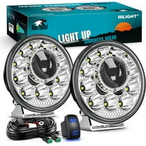 Nilight LED Light Pods 5.75 Inch 12LED Round Offroad Driving Lights 2 PCS night vision Super Bright Spotlights w/16AWG Rocker Switch Wiring Harness Kit for Truck ATV UTV