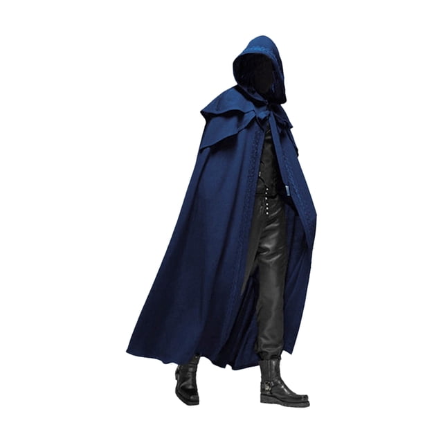 Cape à Capuche Unisexe Hommes Femmes Solide Longue Cape Costumes de Rôle Manteau Rétro Médiéval Gothique Accessoires de Fête