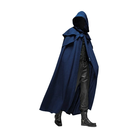 Eccomum Hooded Cloak Unisex Men Women Solid Long Cloak Role Costumes Outwear Retro Medieval Gothic Party Props