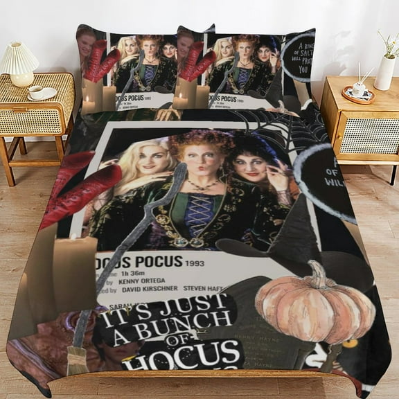3 Piece Comfortable Bedding Set Hocus Pocus Duvet Cover Twin Bed with 2 Pillowcase 86"x70"