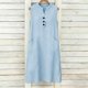 thumbnail image 2 of TaTaai Women's Loose Fit Slip Dress Solid Color Sleeveless V-Neck Linen Feel Button Front Casual Maxi Dress Summer Pocket Detail Gift, 2 of 7