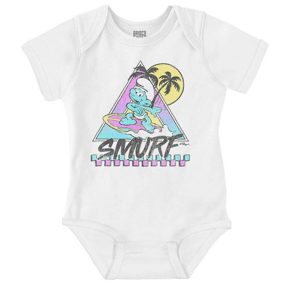 The Smurfs Cartoon Beach Vacation Romper Boys or Girls Infant Baby Brisco Brands NB