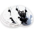 thumbnail image 3 of Coolnut Black Cat on Wall Coaster, Drinks Round Absorbent Stone Set with Ceramic Stone and Cork Base, Tabletop Protection Mats and Cups Place for 2PCS Home Decor, 3 of 6