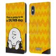 thumbnail image 1 of Head Case Designs Officially Licensed Peanuts Charlie Brown Dumb Day Leather Book Wallet Case Cover Compatible with Apple iPhone X / iPhone XS, 1 of 1