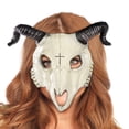 thumbnail image 4 of Máscara Joukavor con forma de calavera de cabra, aterradora máscara de esqueleto animal para Halloween, máscara facial realista (estilo A), 4 of 8