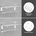 thumbnail image 5 of Caximsy Barra De Toalla Ajustable Para Montaje En Pared De Baño Toallero De Ducha Adhesivo De 17-30,7 Pulgadas Toallero De Baño De Acero Inoxidable Para Inodoro Cocina Colgador De Toalla Doble (Toalle, 5 of 5